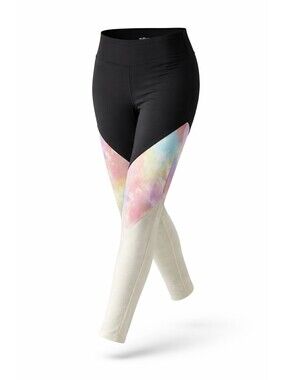 SO Yoga High-Rise Leggings XS Black with Pastel Colorblock Design